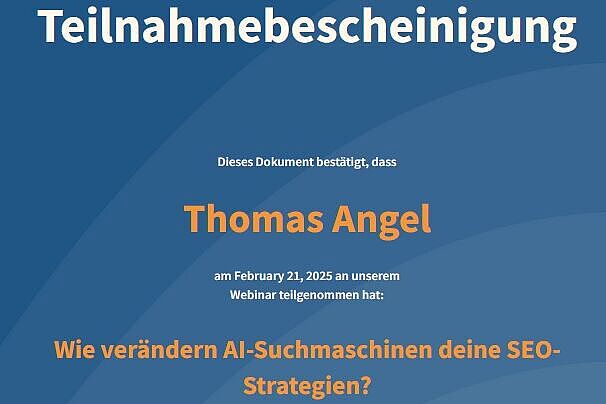 Teilnahmebestätigung AI und SEO Teilnahmebestätigung AI und SEO